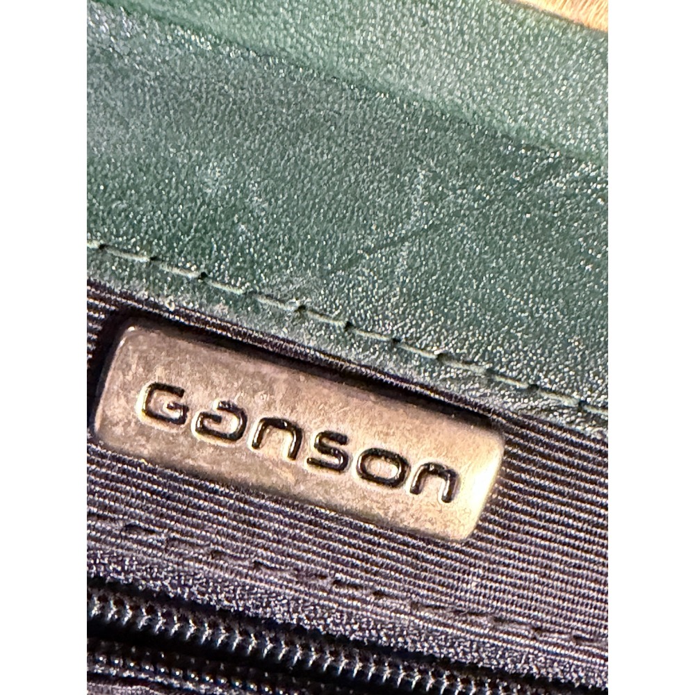 Ganson Vintage Green Leather Crossbody Frame Bag Gold Hardware Kiss Lock Retro - Picture 5 of 15